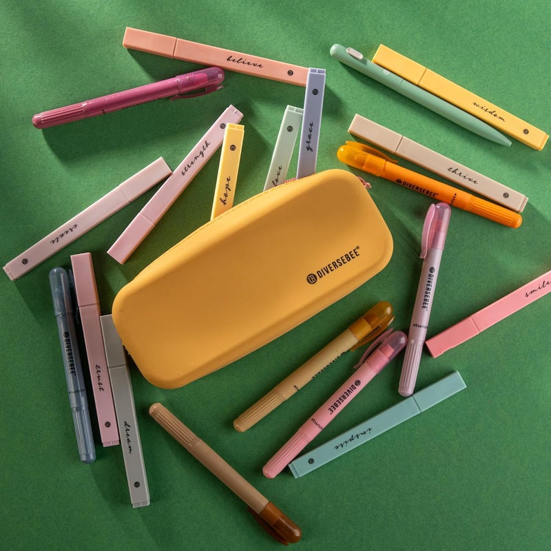 DIVERSEBEE Soft Silicone Pencil Case, Aesthetic Pencil Pouch with Zipper, Cute Pen Bag for School, Bible Journaling Supplies and Accessories, Pencil Organizer (Mango) - Image 2